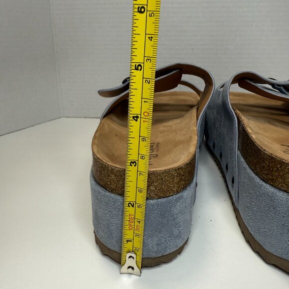 Hey Girl by Corkey's Blue Suede Platform Slip On Slide Sandals Women's 9 - Picture 6 of 10